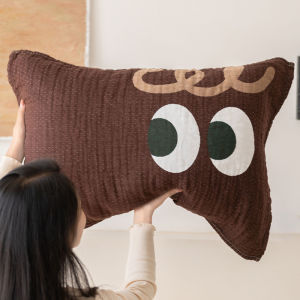 Big Eye Pillow Case Pure Cotton Cute a Pair All Cotton Pillow Cover Household Soft Sweat-Absorbent Breathable Anti-Head Oil Single