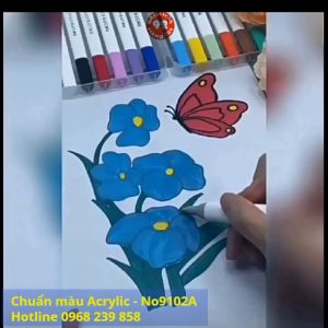 Bút Màu Acrylic Marker 12/24/36/48/60 Cao Cấp Màu Sắc Tươi Sáng - Bút Lông Màu chuẩn Mã No9102A chống thấm nước vẽ trên mọi chất liệu không bám lên da