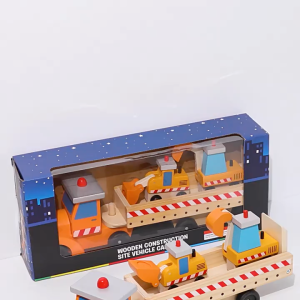 Wooden Construction Vehicle Transport Toy Set