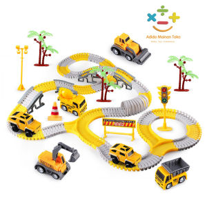 305Pcs Mainan Track Elektrik Anak Set DIY City Konstruksi Truck Menyenangkan Mobil Perakitan Mainan
