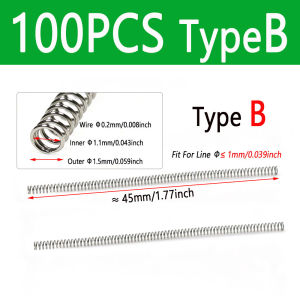 Bimoo 50/100pcs Stainless Steel Fishing Line Rigs Springs Flexible Saltwater Fishing Rigs Springs Clipped Rigs Components
