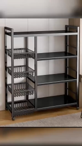 3/4/5 Layer Stainless Steel Kitchen Sliding Cabinet | Rak | egetable Storage Fruit Basket Rak | Kitchen Organizer Storage Rack 厨房置物架