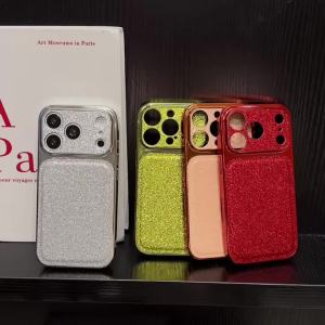 Luxury Glitter Sand Phone Case For iPhone 17 16 15 14 13 Pro Max Electroplated Silicone Frame Lens Protector Shockproof Cover
