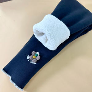 Thickened Fleece Lined Childrens Pants for Girls Baby Clothing Winter Warm Cotton Blend Long Trousers Adjustable Waistband