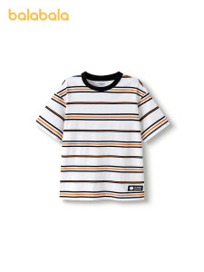 Áo thun ngắn tay cho trẻ em balabala những cậu bé to xác Áo Thun Cơ Bản hè nhanh khô cotton sọc 2025
