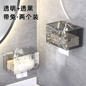 Bathroom Wall-Mounted Toilet Paper Holder No-Punching Kitchen Paper Roll Dispenser Storage Shelf Japanese Style Paper Towel Box