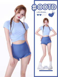 Bộ Đồ Bơi Hai Mảnh Cạp Cao Dễ Thương Cho Nữ Bộ Đồ Bơi Nước Nóng Phong Cách Nhật Bản Dành Cho Học Sinh Và Bé Gái