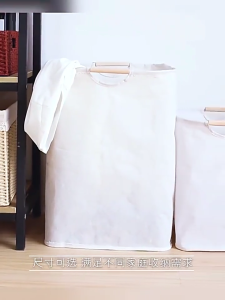 Large Capacity Laundry Basket with Wooden Handles Collapsible Dirty Clothes Laundry Hamper Freestanding Waterproof Clothes Hamper for Laundry Room Household Toys Storage Baskets