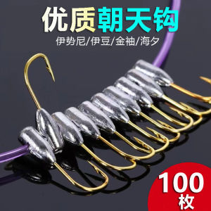 Traditional Fishing Gear Gold Sleeve Lead Head Hook Stream Carp Hook Barbed Upward Hook for Lake Pond River Lake Fishing