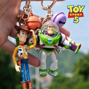 Bandai | 2026 Cute Toy Story 5 Woody And Buzz Lightyear Doll Keychain Bag Cartoon Pendant Anime Figure Accessory For Birthday Gift