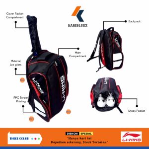 Tas Raket Badminton Thermoguard BONUS G.K SHUTTLECOCK  l Backpack Badminton Multifungsi Sporty