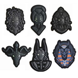 The Ancient Myths of Medusa Anubisand Buffon Logo Badge Glow in DarkLuminous PVC Backpack Applique Morale Patches with Hook