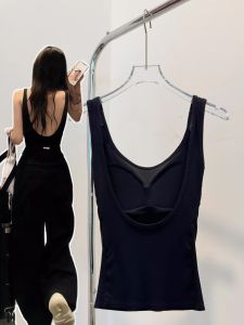Cool Backless Sports Vest Breathable Comfortable Womens Daily Wear Fashionable Trendy Solid Color No Brand Registered Trademark