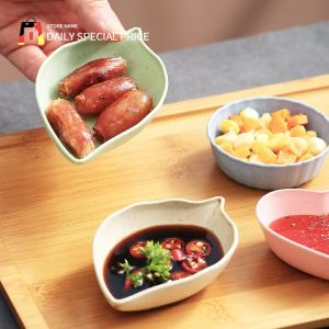 Japanese Style Love Shaped Small Plates Wheat Straw Seasoning Dishes Vinegar Soy Sauce Dish Leaf Plum Shaped Tableware