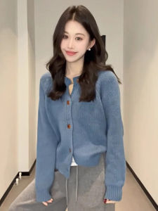 Stylish Casual Blue Knitted Cardigan