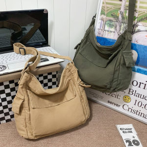 Retro Japanese Style Canvas Sling Bag Leisure Lazy Fashion Single Shoulder Crossbody Bag Large Capacity Commuter Mailbag for Men And Women