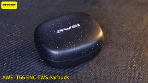 Awei T66 ENC Wireless Earphone Dual Mics -40dB Noise Cancelling Bluetooth 5.3 HD Calls HIFI Bass Semi In Ear TWS Earbuds IPX6 Waterproof 25H Long Playtime