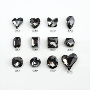 Black Butterfly Heart Shaped Waterdrop Nail Decorations round Sharp Bottom Artificial Nails Black Girl New Popular Products