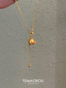 Southeast Asian Ethnic Style "Buddha Sound Elephant" Solid Gold Elephant Pendant Necklace New Chinese Retro Clavicle Chain Accessory