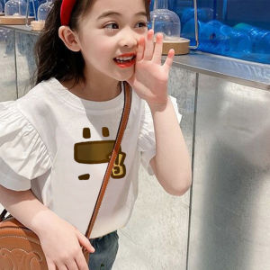Casual Cartoon Short Sleeve T-Shirt Pure Cotton Thin Top Little Girl White Bottom Shirt Summer New Arrival Childrens Clothing