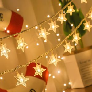 Star Lights String Lights 4.9ft 10 LED / 10ft 20 LED / 20ft 40 LED Star Fairy Lights Battery Operated Waterproof Indoor Outdoor Twinkling Christmas Lights 220V Plug-in for Bedroom Party Wedding Christmas Tree Decoration (Warm White)(Multi-Color)