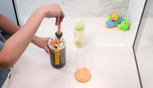 Travel Infant Silicone Bottle Brush Set Multifunctional Portable Drainage Rack Cleaning Nipple Suction Brush