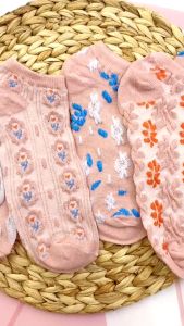 Kaos Kaki Wanita Pendek Semata Kaki Kaus Kaki Pendek Motif Bunga Lucu Pink Sarung Kaki Pendek Wanita Ankle Socks Fashion Korea Women Sock PST