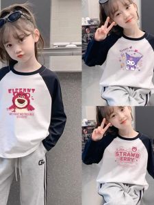 Áo Thun Cotton Dài Tay Cổ Tròn Thời Trang Cho Trẻ Em Mùa Xuân Thu Phong Cách Hàn Quốc in Họa Tiết Hoạt Hình