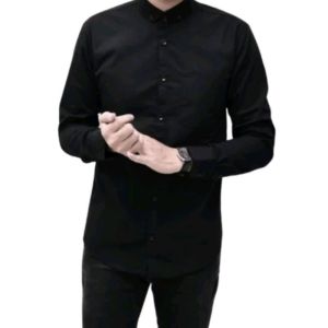 Terlaris Kemeja Polos Pria Lengan Panjang Terbaru Premium Ukuran Slimfit Kemaja Kantor Casual Formal Hitam