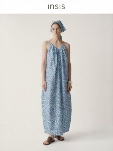 INSIS FEMME | Silk Cotton Abstract Floral Print Strap Cocoon Dress