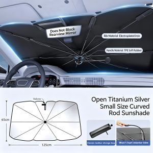 YIJU | Upgraded Car Windshield Sun Shade Umbrella Foldable Car Sunshade Front Window Cover for UV Ray Block & Sun Heat Protection