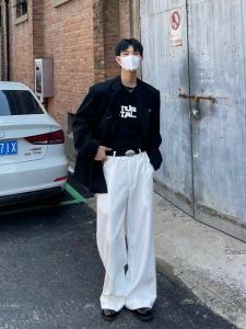 Cleanfit Trắng Chân Thẳng Nam Quần Mùa Xuân Thời Trang Thương Hiệu Drapey Cao Cấp Đẹp Trai Thoải Mái Quần Tây Chân Loe Dài