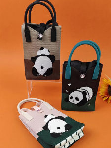 Casual Knitted Panda Crossbody Bag Small Leisure Coin Purse Single Shoulder Sling Bag Urban Minimalist Style Pure E-commerce Sales