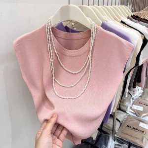 Versatile Pure Color Sleeveless Loose Short Vest