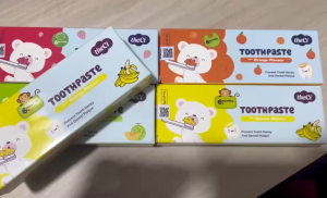 Kem đánh răng trẻ em TheCi 45g không fluor cho bé từ 6 tháng tuổi – vị trái cây an toàn khi nuốt