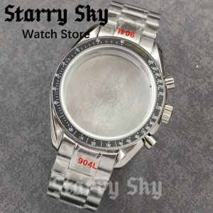 Starry Sky 40mm Stainless Steel Chronograph Silver Watch Case Watch Strap Suitable For VK63 VK64 Quartz Movement Watch Accessory