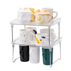 Kitchen Cabinet and Counter Shelf Organizer Stackable Pantry Storage Shelf Storage Rack Bathroom Shelf Spice Rack Desktop Makeup Shelf