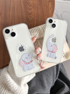 Cartoon Cute Little Dumbo iPhone15 Apple14 pro Max Transparent New Model 13/11/12 Mini Anti-Fall TPU Protective Case Couple 7/8/6S High-End Sense Men Women SE3 Thin