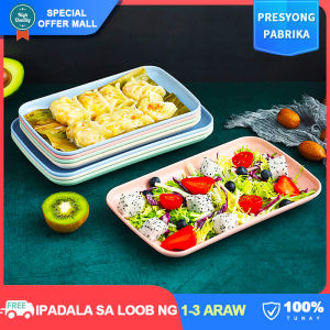【Unbreakable】Japanese Original Colorful Plates Rectangular Tableware Dumplings Sushi Fruit Steak Dishes Wheat Fiber Dinnerware