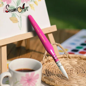 SeamiArt 2pcs Short Handle Travel Brush Pen SS25 Goats Nylon Mixture Hair Portable Watercolor Brush