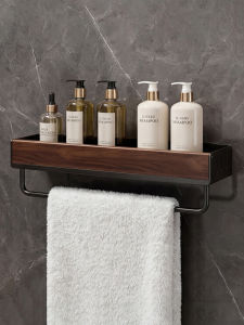 evesigar | Walnut Wood Vintage Bathroom Shelf No-Drilling Installation