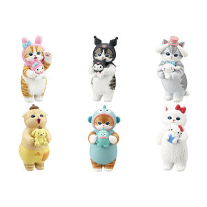 Japanese Version Sanrio × Mofusand Cat Toy Dolls Transforming Figurines Gift Gudetama Hello Kitty Cat Egg Plushie Decoration