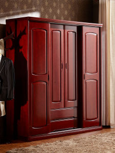 New Chinese Style Solid Wood Wardrobe Sliding Door Purple Sandalwood Bedroom Furniture Water Elm Sliding Door Closet