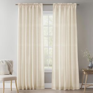 Natural Linen Voile Curtain 132CM Drop Net Curtains Light Filtering Window Sheer Shades Sheer Curtains for Bedroom Living Room
