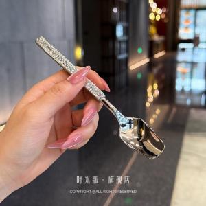 Elegant Hammered Stainless Steel Coffee Spoon Western Dining Utensil Small Dessert Spoon Retro Korean Style Metal Spoon