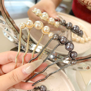 【Fairy Castle】New Simple U-Shaped Pearl Hair Comb Hairpin Women Bun Updo Back Head Hair Clasp Lounger Braiding Artifact Hair Clip
