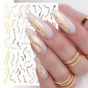 New Nail Art Stickers: Trendy Ins-Influencer European & American Gold Line Imitation Gold Line Nail Decorations Simple Nail
