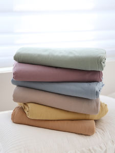 Simple Pure Cotton Knitted Cotton Bed Sheet Fitted Sheet Solid Color Cotton Full Circle Elastic Fitted Sheet Duvet Cover Single Bedding