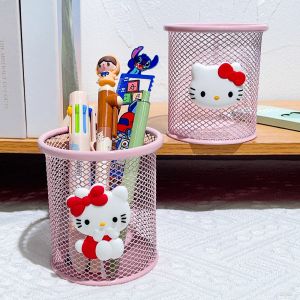 Sanrio Series Cute Hello Kitty Pen Holder Student Fashion Pencil Holder Study Stationery Anime Fan Round Pencil Holder