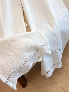 QIAONIAOGE | Quần ống rộng vải lanh trắng phong cách lười biếng cho nữ mùa hè 2025 Quần ống rộng thường ngày rộng rãi cạp cao dài